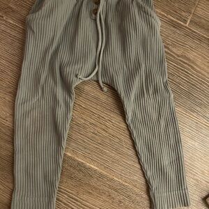 Jamie Kay Ribbed Drawstring Kids Pants in Sage Green